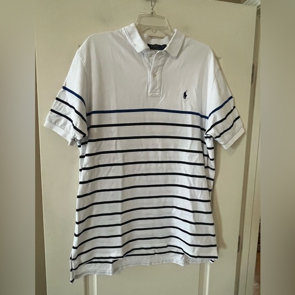 Polo Ralph Lauren Other - Men's Polo Ralph Lauren White and Blue Striped Short Sleeve Polo Shirt Size XL
